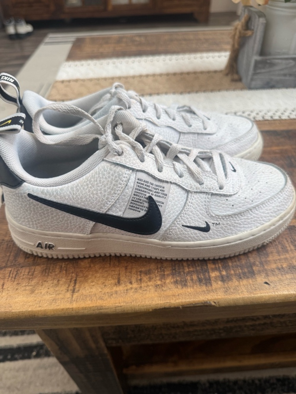Nike Air Force 1 Sneakers with Black Swoosh